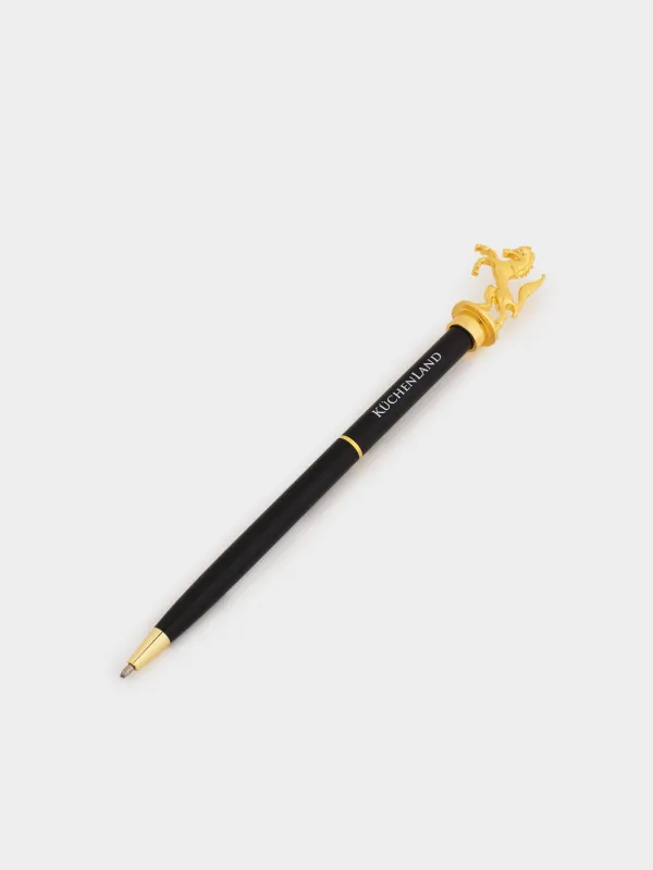 Ручка шариковая, 15 см, с фигуркой, сталь, черная, Конь, Draw figure, image-1
