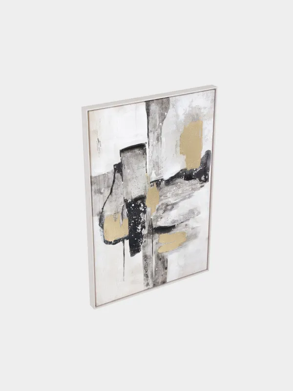 Картина в раме, 62х92 см, холст, серо-черная, Штрихи, Abstract, image-1