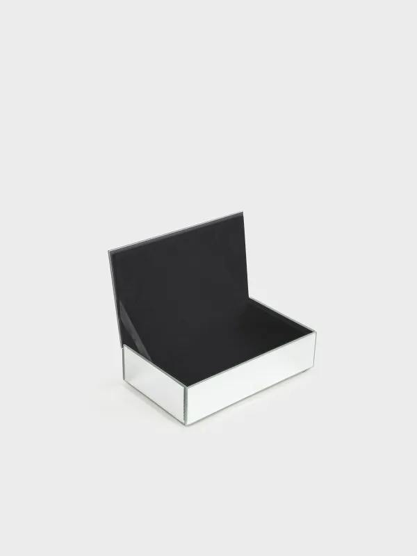 Шкатулка для украшений, 15x9 см, стекло, зеркальная, Золотистый цветок, Glossy, image-3