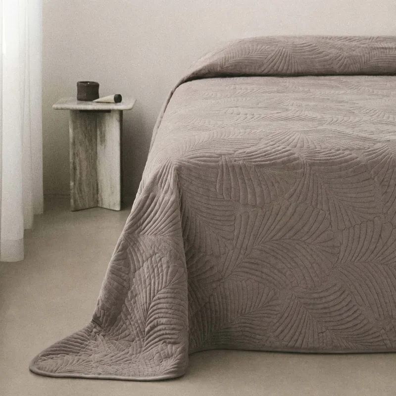 Покрывало, 240х260 см, стеганое, Пальмовый лист, Stitch velvet