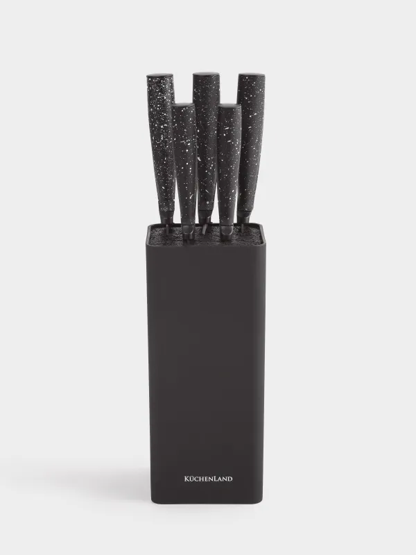 Набор ножей, 5 предметов, в подставке, в крапинку, Steel speckled, image-6