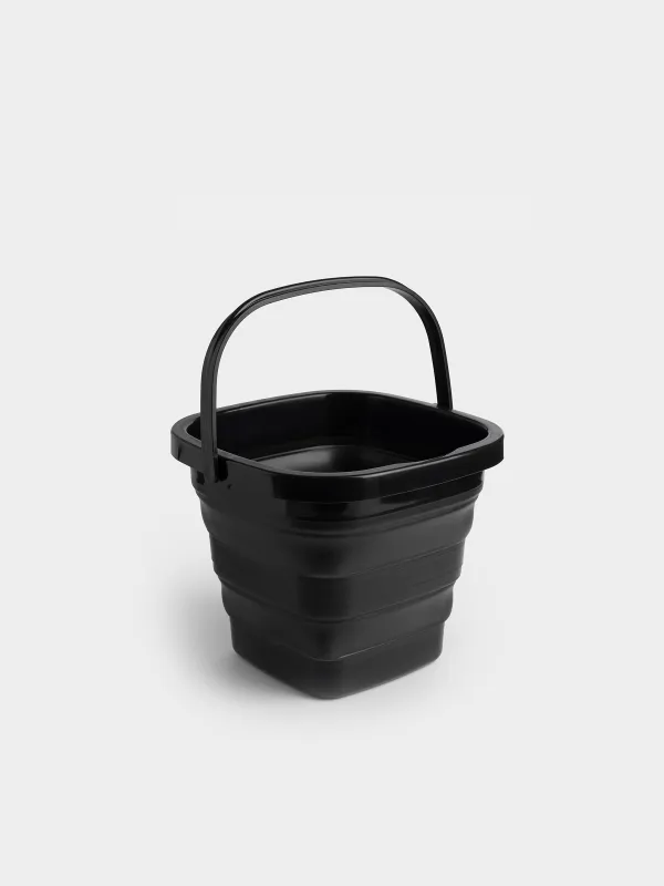 Ведро складное, 5 л, пластик/резина, квадратное, черное, Foldaway black, image-1