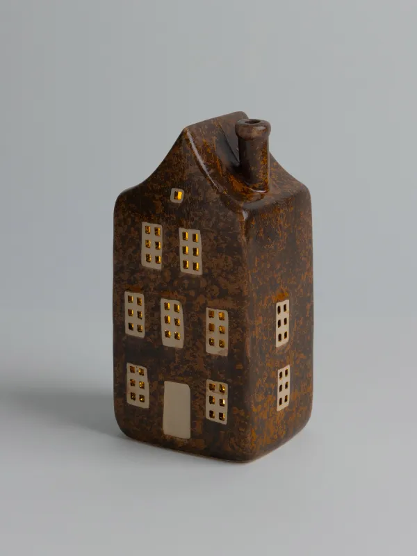 Статуэтка с подсветкой, 16 см, фарфор P, коричневая, Дом, House shape, image-3