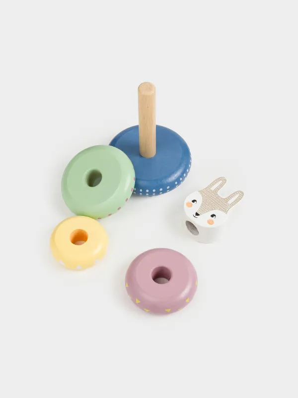 Игрушка развивающая, 14 см, Пирамидка кролик, Kiddy, image-3