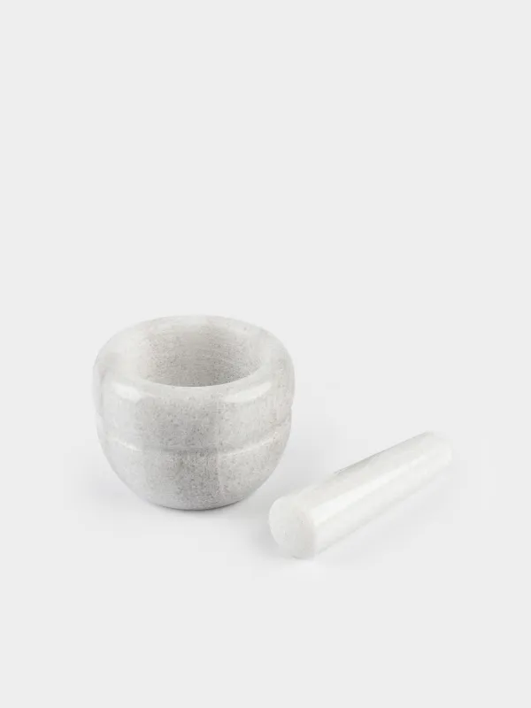 Ступка для специй, 10 см, с пестиком, Полоса, Marble, image-1