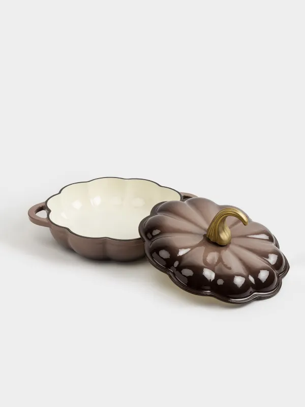 Сотейник, 26 см, 2,3 л, с крышкой, чугун, коричневый, Тыква, Gourd, image-4