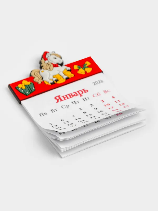 Магнит с календарем, 9 см, резина/бумага, Horse christmas, image-2