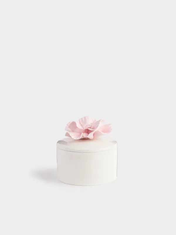 Конфетница, 11 см, 100 мл, с крышкой, фарфор P, молочная, Цветок, Rose, image-0
