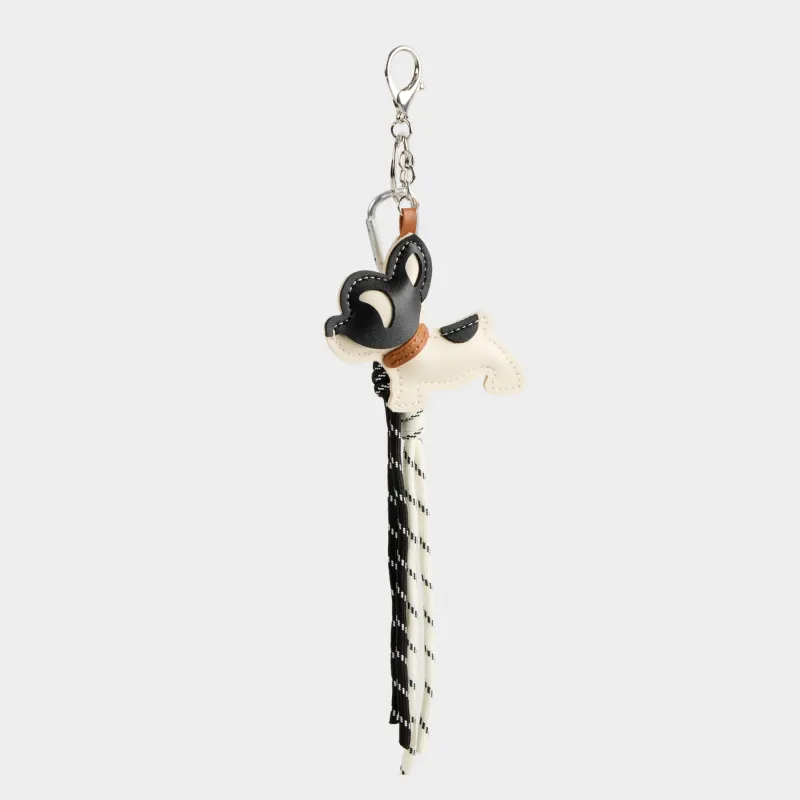 Брелок, 28 см, полиуретан/металл, бело-черный, Собачка, Keychain toy