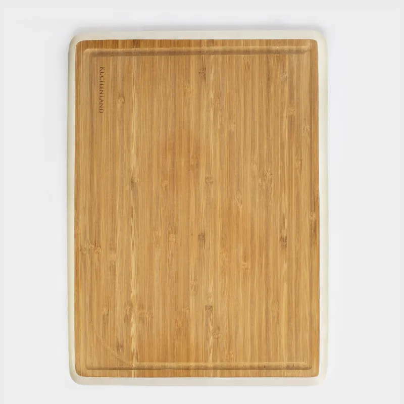 Доска разделочная, 38x28 см, бамбук, прямоугольная, молочный кант, Bamboo