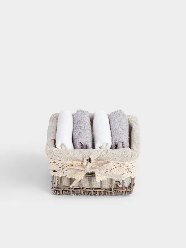 Полотенце, 30х30 см, 4 шт, в корзине, Basket towel, image-0