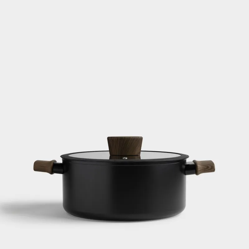 Кастрюля, 4,4 л, с крышкой, Inty black