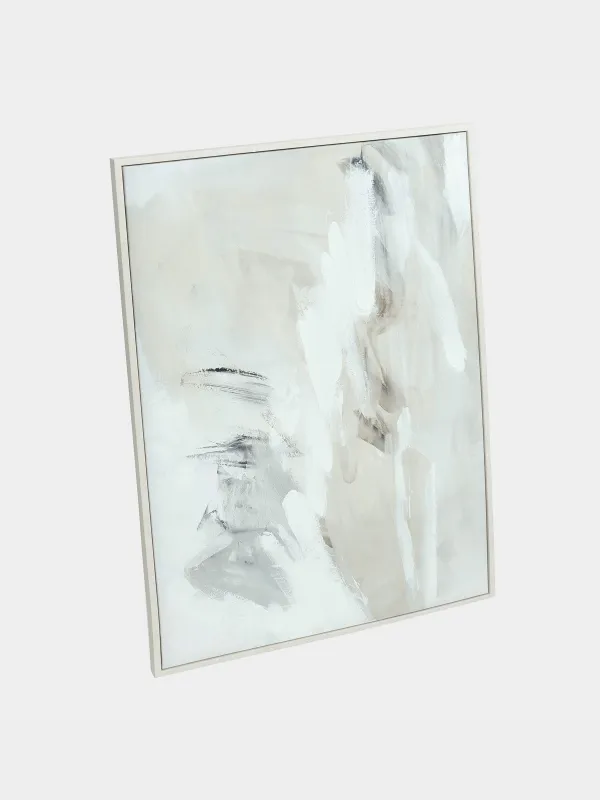 Картина в раме, 80х120 см, холст, бело-бежевая, Штрихи, Abstract, image-1