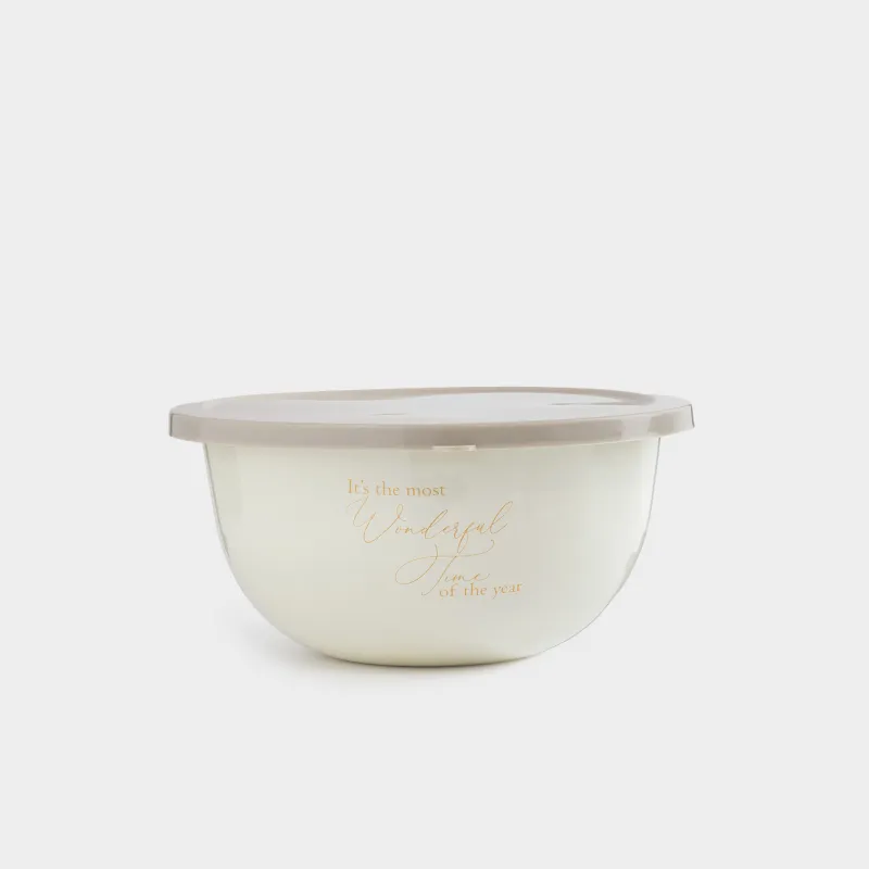Миска, 1,8 л, с крышкой, металл эмалированный/пластик, молочная, Wonderful Time, Autumn enamel