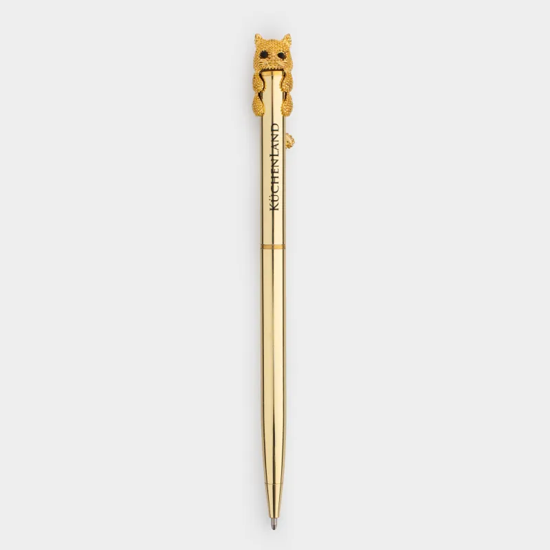 Ручка шариковая, 14 см, с фигуркой, золотистая, Кот, Draw figure