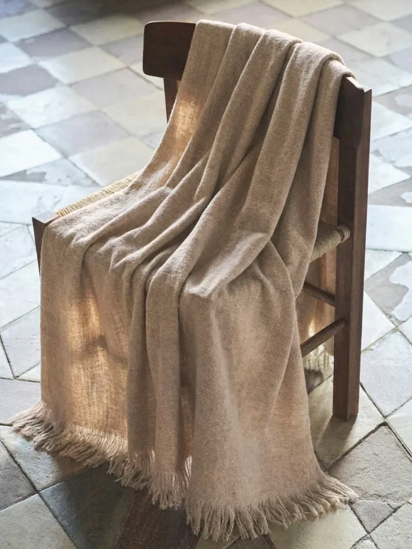 Плед, 130х170 см, с бахромой, полиэстер, светло-коричневый, Neutral, image-1
