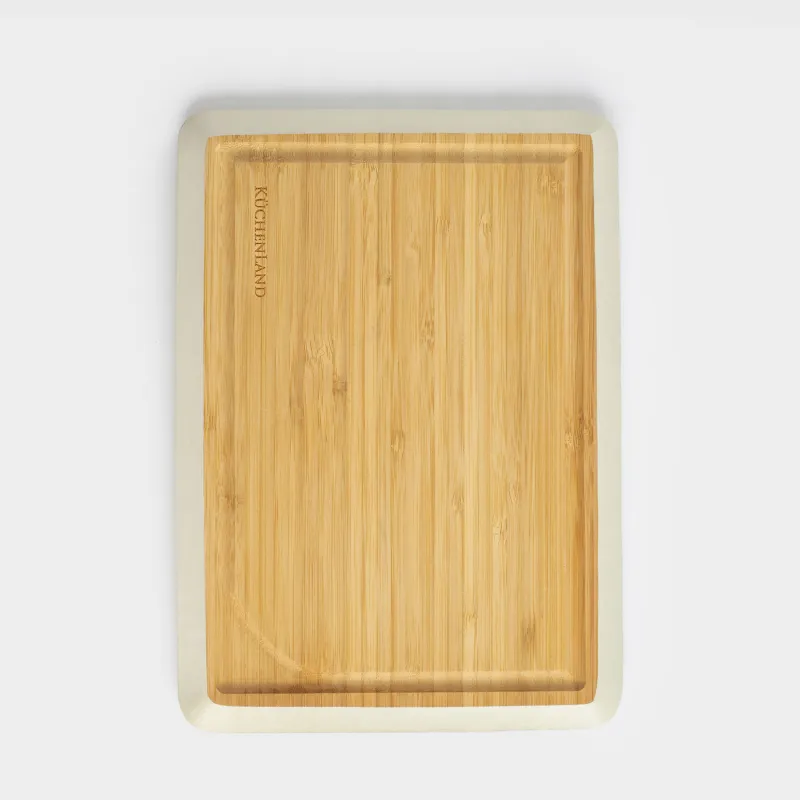 Доска разделочная, 28х20 см, бамбук, прямоугольная, серый кант, Bamboo