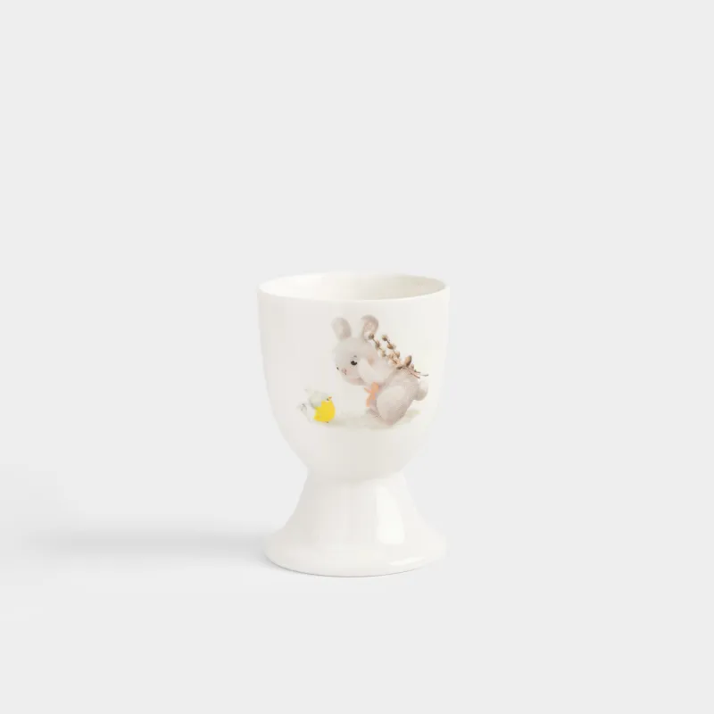 Подставка для яйца, детская, 7 см, фарфор N, белая, Кролик с цыпленком, Easter kids