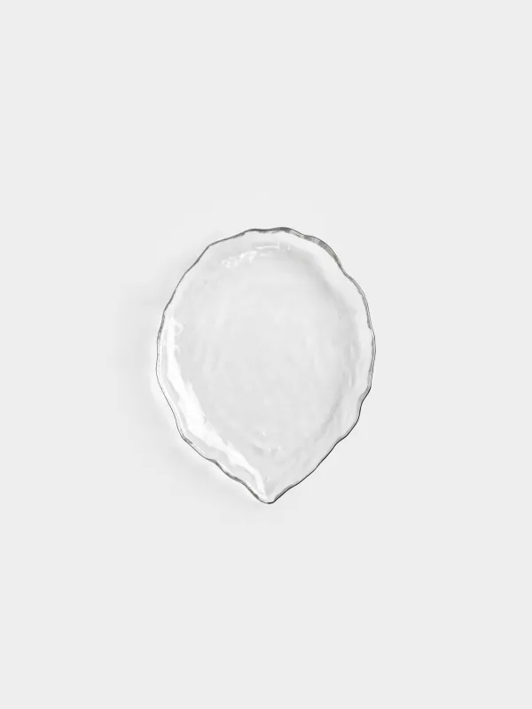 Блюдо, 25х21 см, с серебристым кантом, Лепесток, Nautilus silver, image-1