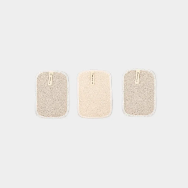 Тряпка для мытья посуды, 15x10 см, 3 шт, натуральное волокно, бежевая, Clean