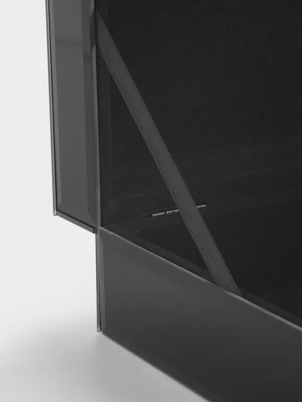 Шкатулка для украшений, 18х14 см, стекло/металл, черная, Glossy black, image-3