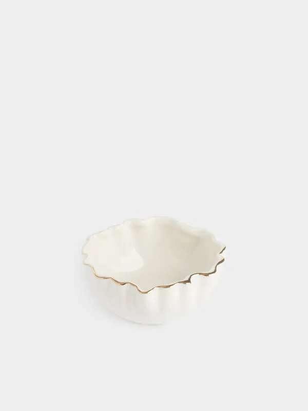 Салатник, 15х6 см, Мятый эффект, Crumple gold, image-1