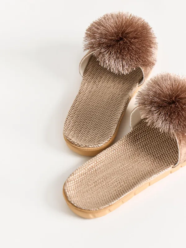 Тапочки женские, с помпоном, Pompon, image-4