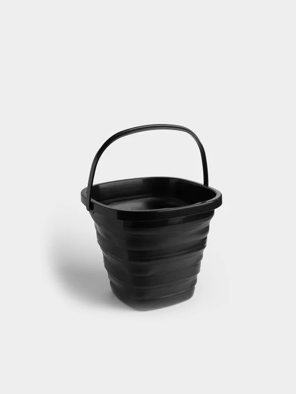 Ведро складное, 10 л, пластик/резина, квадратное, черное, Foldaway black, image-1