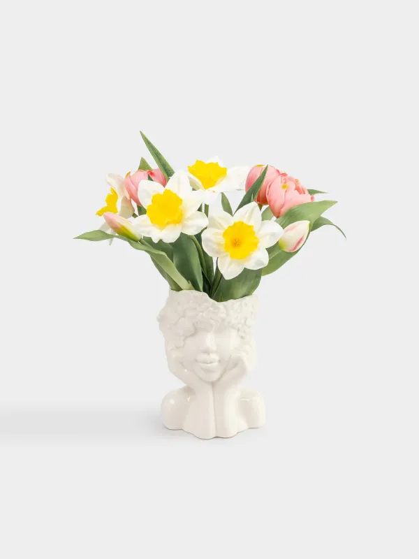 Ваза для цветов, 17 см, декоративная, Лицо в цветах, Face flowers, image-5