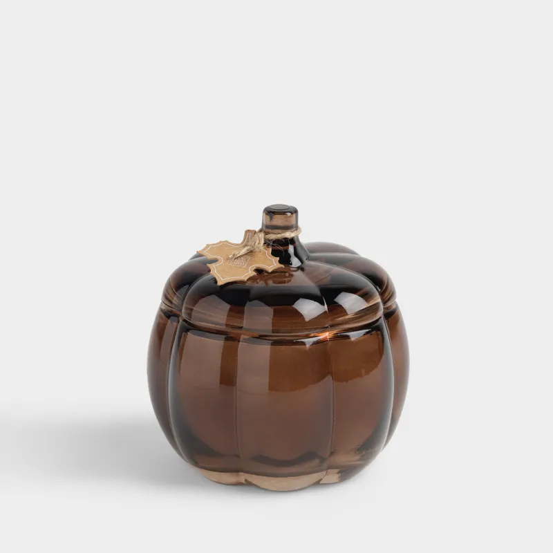 Свеча ароматическая, 9x10 см, в подсвечнике, стекло, коричневая, Gourmand Vanilla, Pumpkin shape, image-0