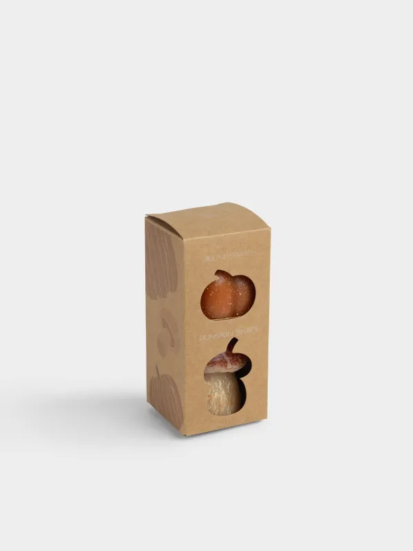 Свеча, 5/6 см, 2 шт, оранжевая/коричневая, Тыква и гриб, Pumpkin shape, image-3