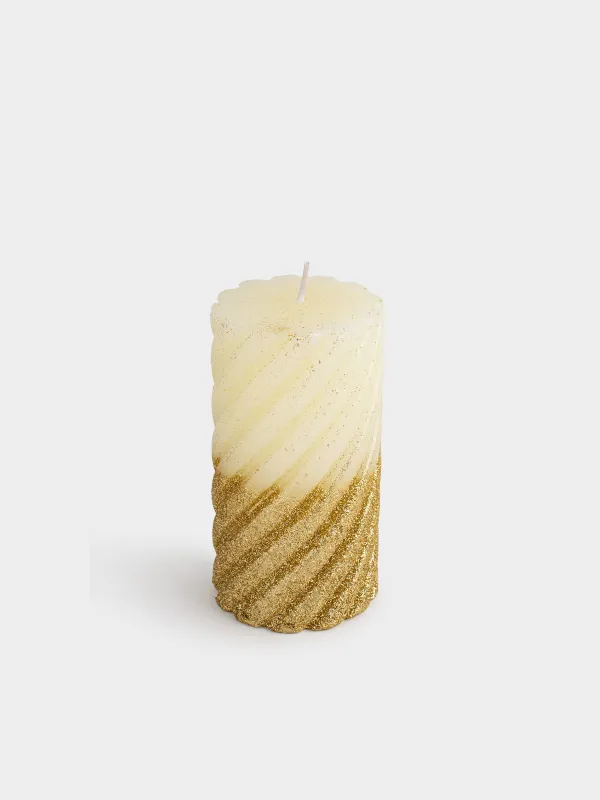 Свеча, 8х14 см, цилиндрическая, с блестками, Spiral shap, image-0