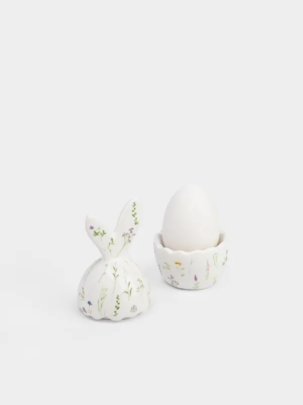 Подставка для яйца, 13 см, Яйцо, Цветы, Rabbit in flowers, image-2