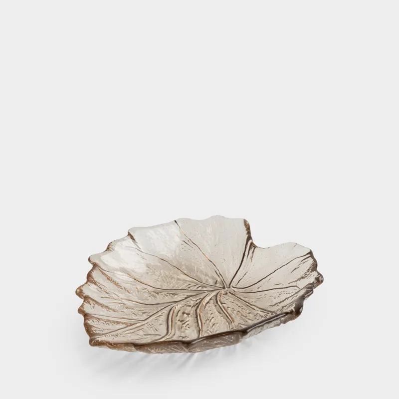 Блюдо, 16х14х2 см, стекло, зеленое, Лист, Leaves