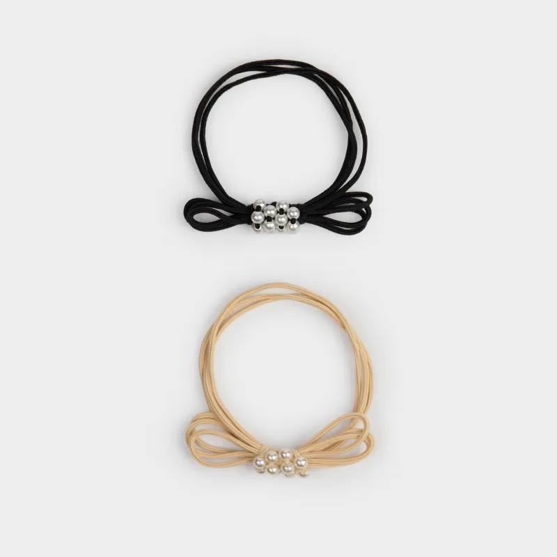 Набор резинок для волос, 2 шт, черный/бежевый, Gracile