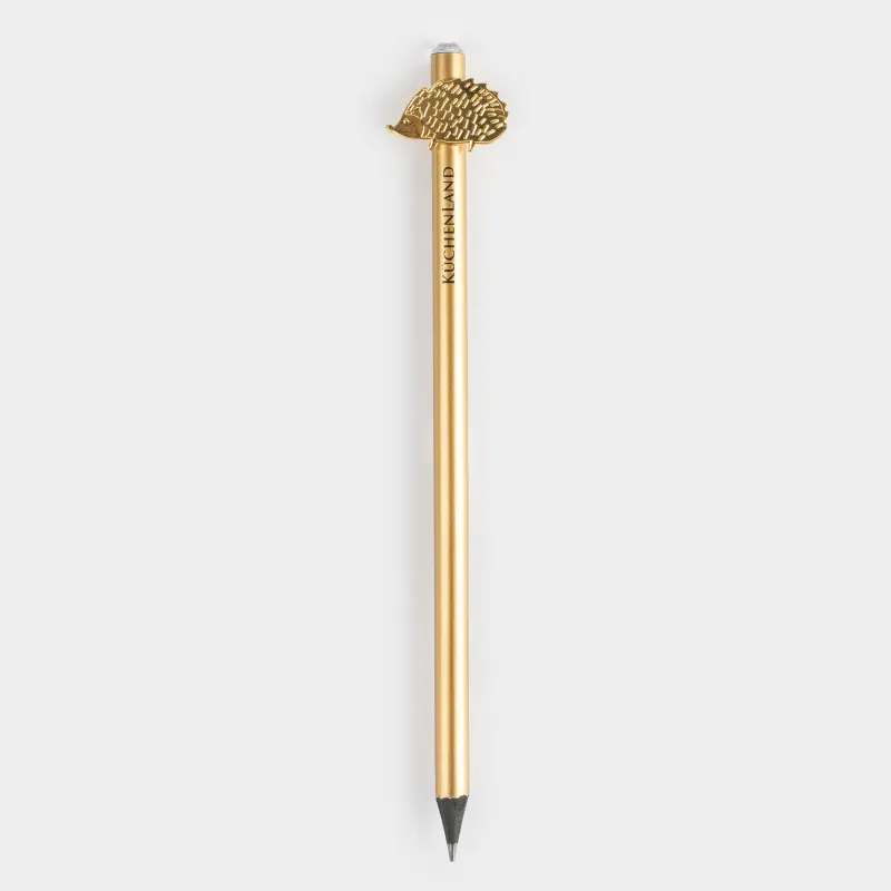 Карандаш, 18 см, чернографитный, с фигуркой, золотистый, Золотистый ежик, Draw figure