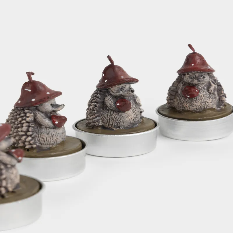 Свеча, 3x5 см, 4 шт, коричнево-красная, Ежик, Shape candle, image-2