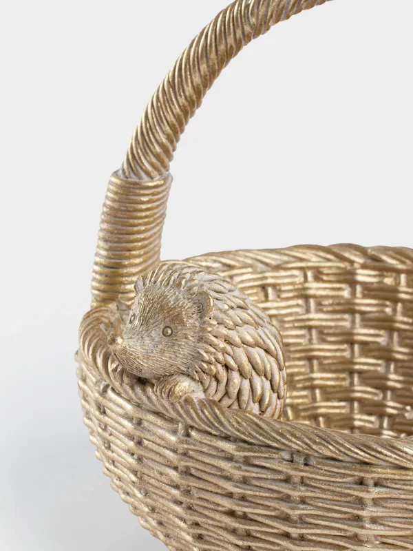 Ваза декоративная, 21х19 см, Ежик на корзине, Hedgehog gold, image-2