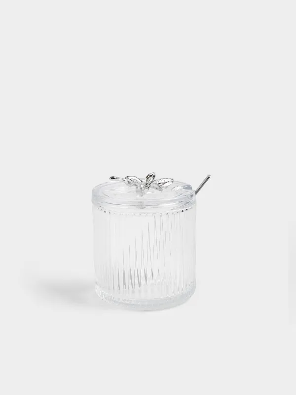 Сахарница, 400 мл, с ложкой, Серебристые цветы, Ribby silver, image-0