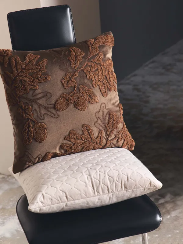 Подушка декоративная, 45х45 см, вельвет, коричневая, Желуди, Velvet, image-3