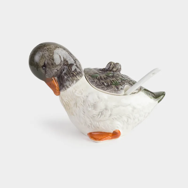 Сахарница, 11 см, 220 мл, с ложкой, керамика D, Утенок, Duck