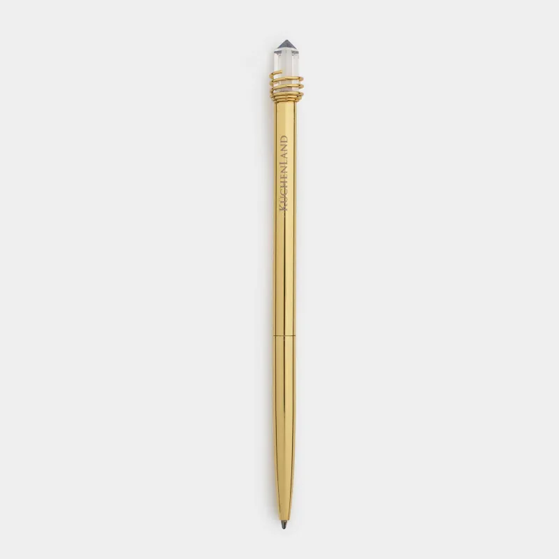 Ручка шариковая, 16 см, с фигуркой, металл, золотистая, Кристалл на пружине, Draw figure