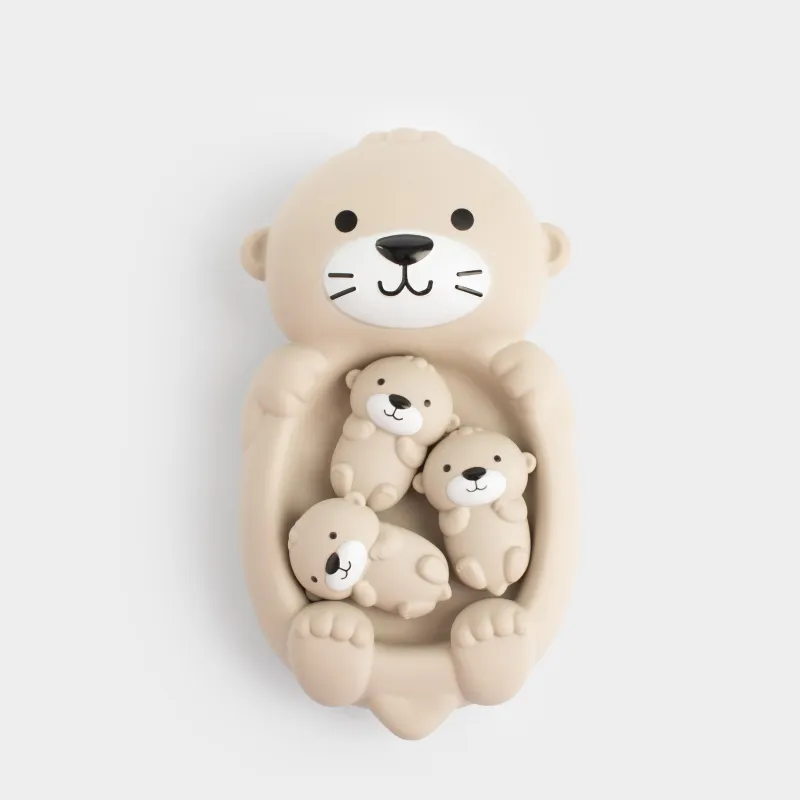 Набор игрушек для купания, 4 пр, ПВХ, бежевый, Выдра с семьей, Kiddy