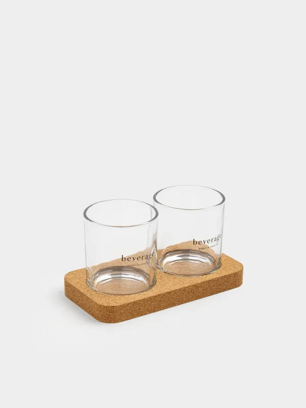Стакан, 300 мл, 2 шт, на подставке, Beverage, Clear cork, image-1