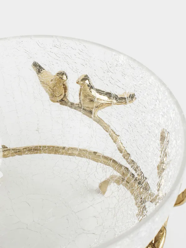 Блюдо глубокое, 21х9 см, на подставке, Птицы, Fantastic gold, image-3