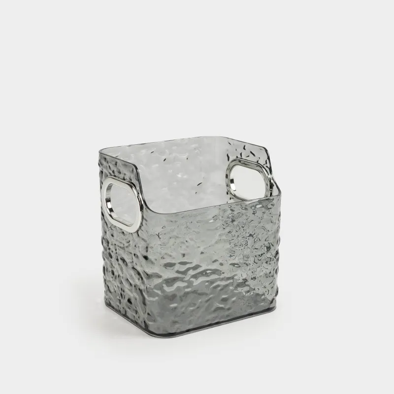 Органайзер для косметики, 12х12 см, с ручками, пластик, серый, Renaissance clear