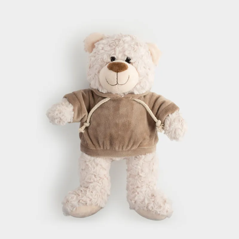 Игрушка, 35 см, мягкая, полиэстер, молочная, Медведь в худи, Bear