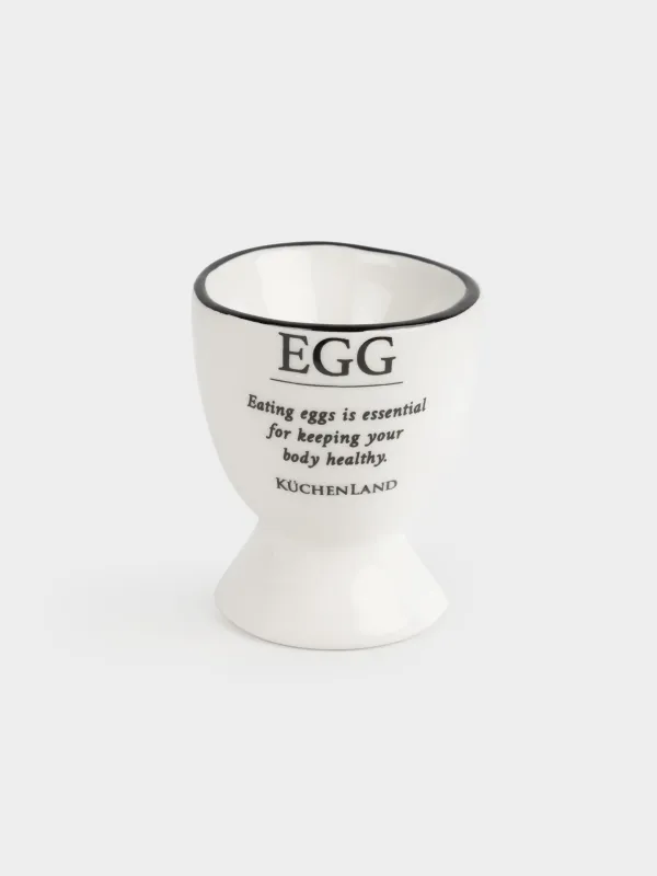 Подставка для яйца, 6 см, керамика D, молочная, с черным кантом, Egg, Course, image-1