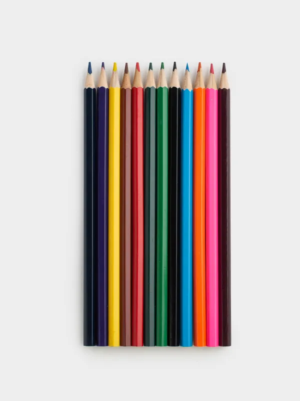 Набор карандашей, 12 шт, 17 см, цветные, в тубе с точилкой, Draw, image-4