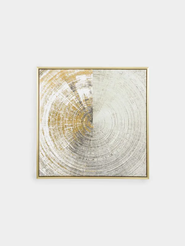 Картина в раме, 80х80 см, холст/фольга, золотисто-бежевая, Круг, Abstract, image-0